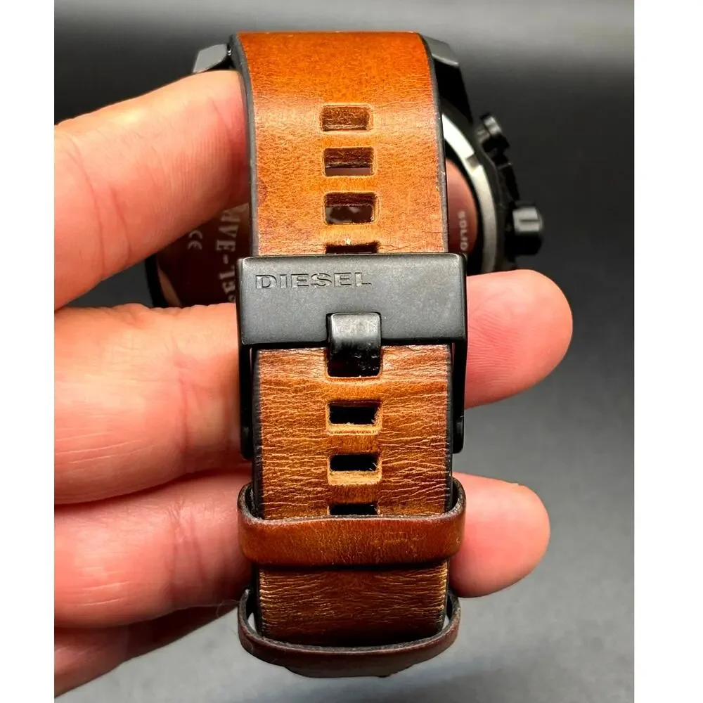 Diesel Mega Chief DZ4280 Iridescent Chronograph Tan Leather 51mm Watch